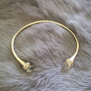 Gold Tone Bangle with Crystals